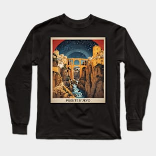 New Bridge Ronda Andalucia Starry Night Spain Travel Tourism Retro Vintage T-Shirt Long Sleeve T-Shirt